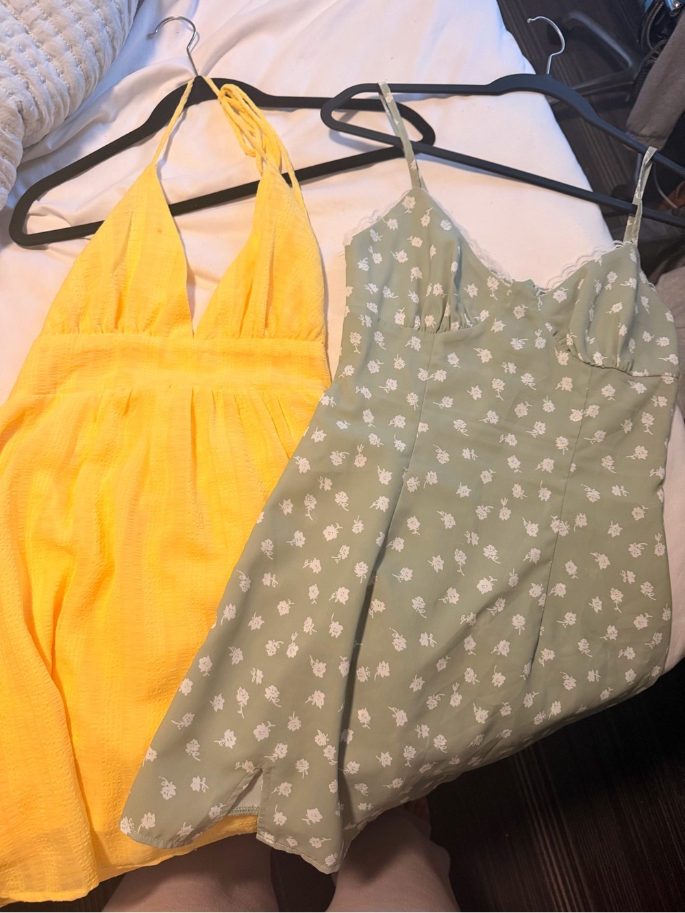 Yellow Halter Sundress & Sage Floral Slip Dress - Two Cute Summer Dresses